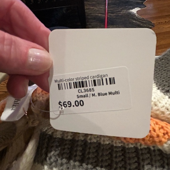 NWT Wishlist Multi Color Striped Cardigan - Picture 3 of 5